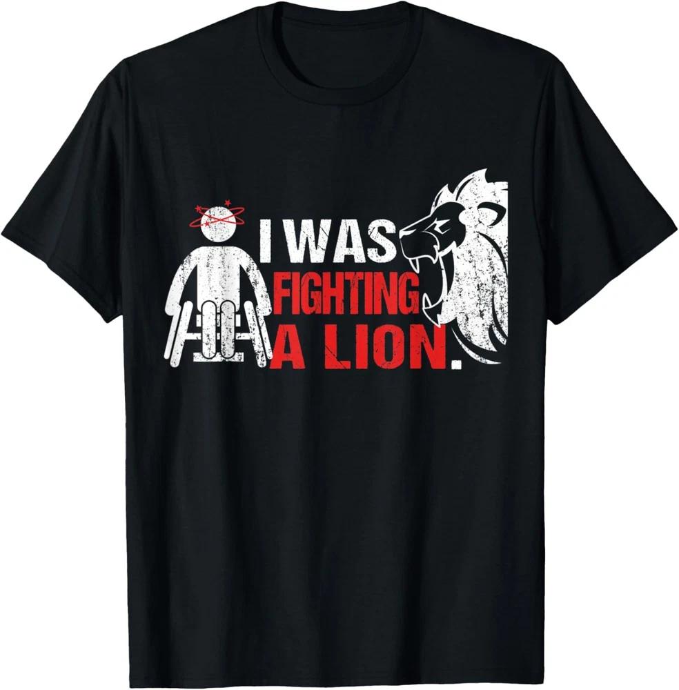 I Was Fighting A Lion Wheelchair Humor T-Shirt