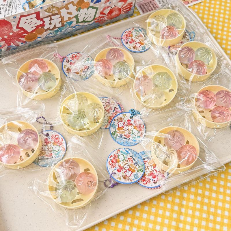Cute  Dumpling Bun Toy 1/3Pcs with Steamer Squeeze Stress Relief Fidget for Kids Classroom Reward Gift