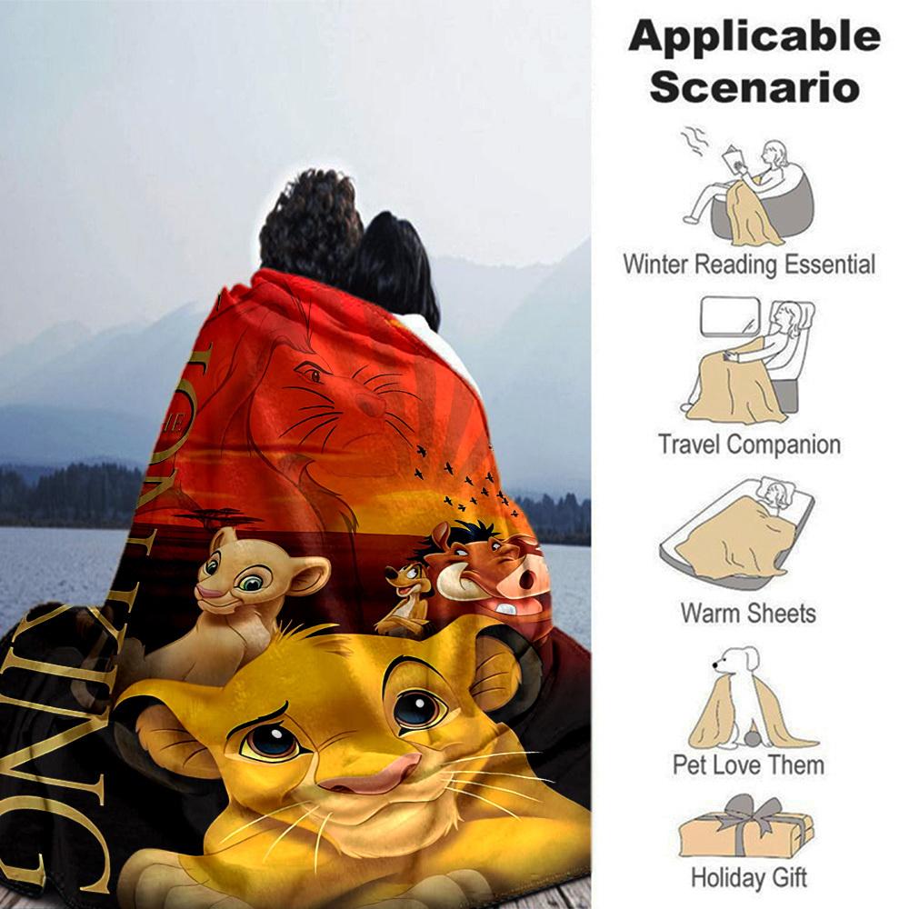 1pc Lion King Blanket Lightweight Flannel Throw for Sofa Bed Travel Camping Livingroom Office Couch Chair 1148KK