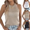 Женский свободный повседневный однотонный трикотажный топ без рукавов с открытыми плечами