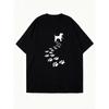 Oversized T Shirt Black Dog Paw Print Design Casual Wear For Women And Girls Summer Outfit Streetwear Fashion Trendy Graphic Tee