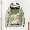 Мужской тренчкот с капюшоном, завязками на шнурке, длинными рукавами, двойной молнией, однотонный, с большим карманом, уличный стиль, верхняя одежда