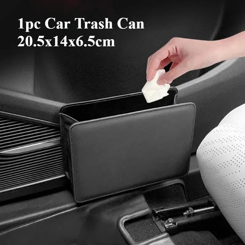 Car Trash Can Portable Durable Foldable Hanging Car Storage Bucket Chair Back Oxford Cloth Storage Bag Trash Can 1pc