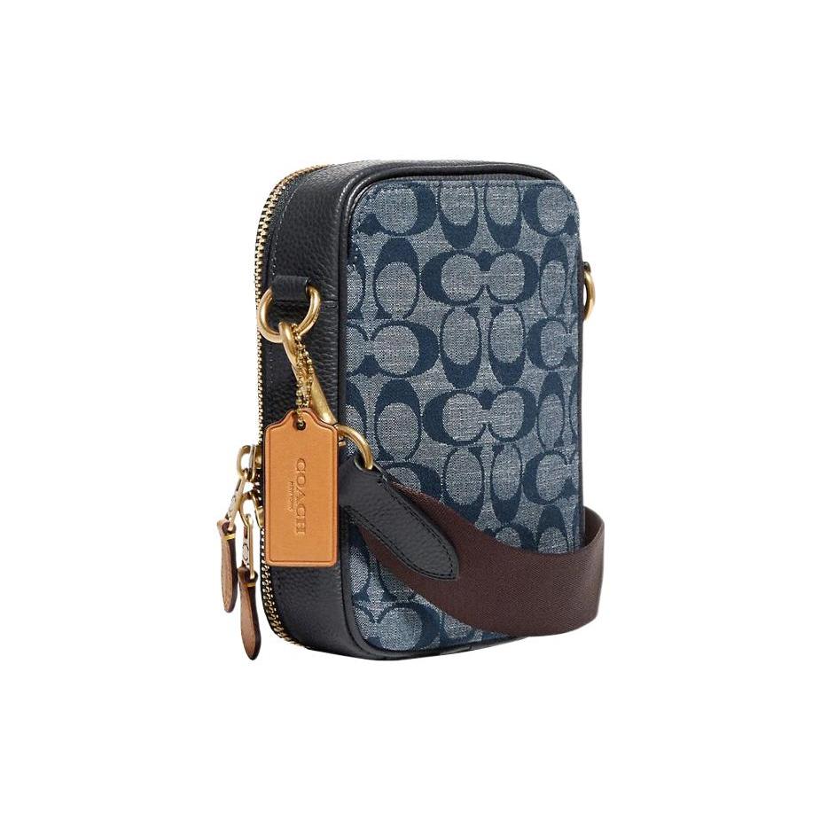 New COACH Stanton Canvas With Denim And Leather Shoulder Bag, Crossbody Bag Mini Men's C8235-B4EI