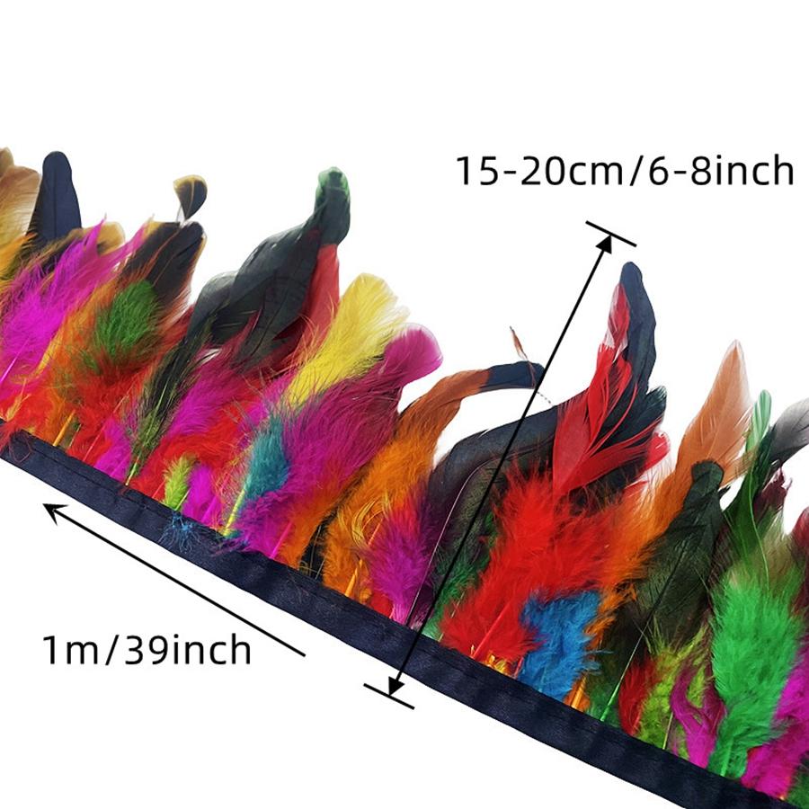 1 метр натуральная отделка бахромой из перьев петуха для рукоделия plumas 13-18 см черная перьевая лента DIY шитье одежда украшения для вечеринки
