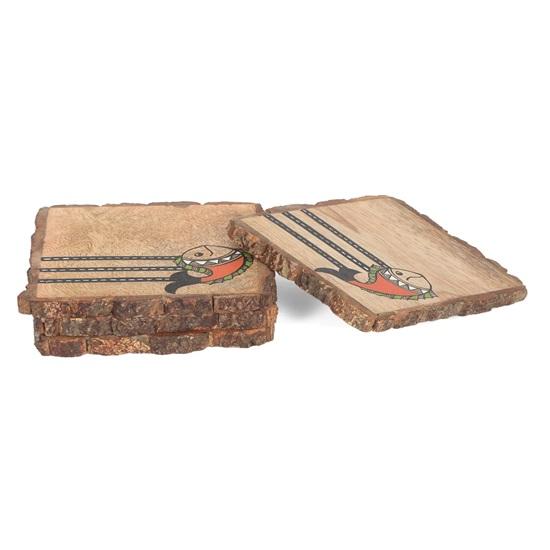 Подставки для рыбы Madhubani высотой 10,16 см для офиса из дерева манго Набор из 4 подставок для чая для обеденного стола для дома Подставки для чашек Подставки для стаканов