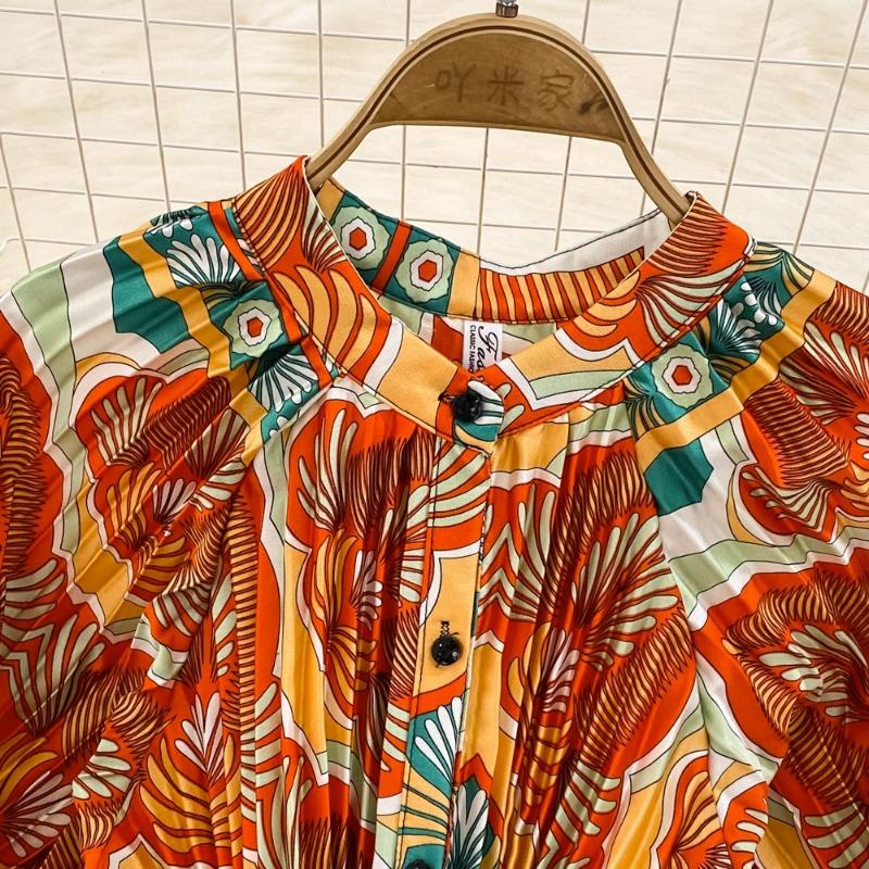 Платья Temperament Lantern Длинные рукава Круглый вырез Тонкий однобортный принтованное платье Элегантные винтажные шикарные женские платья