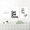 Get Shit Done Poster Wall Art Nordic Poster Print Canvas Pictures Black And White WC Canvas Painting Bathroom Quotes Home Decor