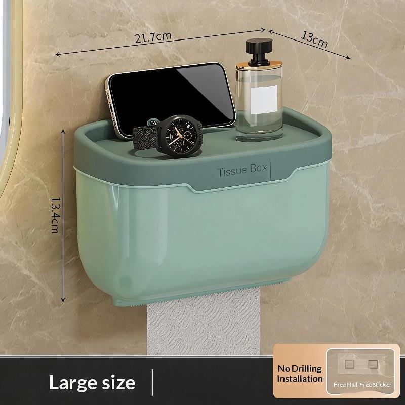 Wall Mounted Tissue Box Waterproof Multifunctional Top Storage Shelf for Bathroom Kitchen RV Camper Small Space