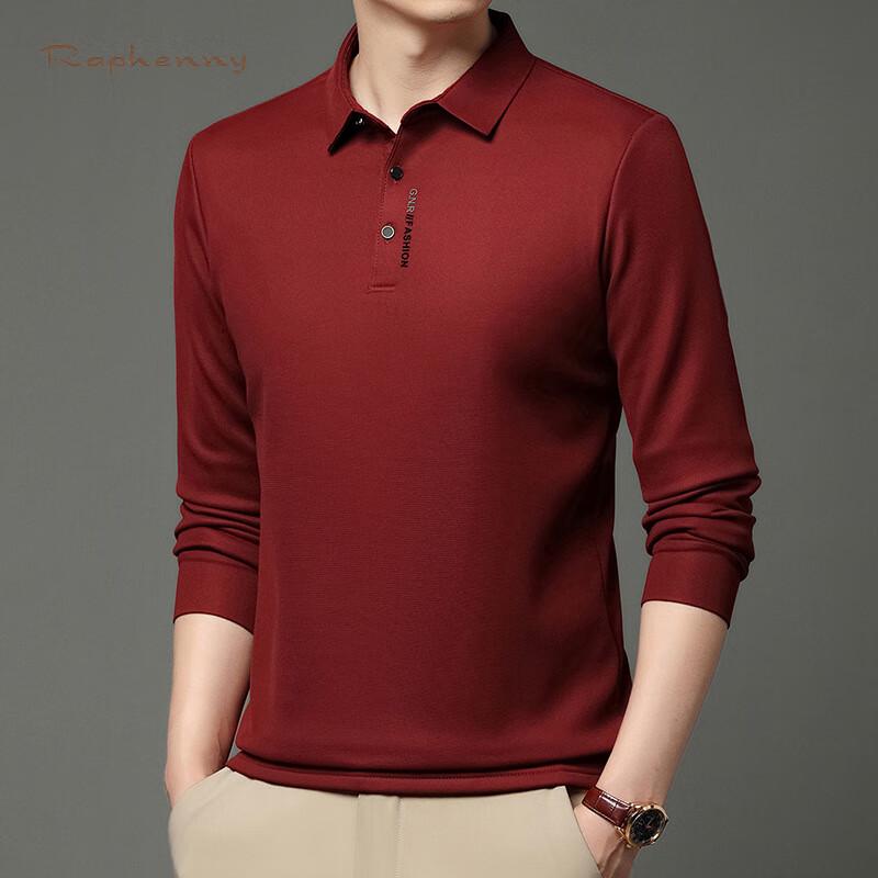 Мужская рубашка-поло Raphenny однотонная Business Casual с длинным рукавом OZ875
