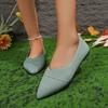 Женские туфли на плоской подошве с острым носком, однотонные трикотажные туфли без застежек, повседневные дышащие балетки для женщин, туфли на плоской подошве, женские мокасины