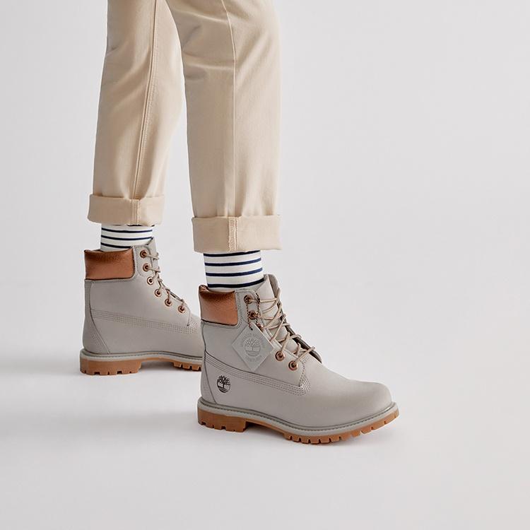 (WMNS) Timberland 6-Inch Premium Waterproof Boots 'Steeple Grey Waterbuck Gunmetal Metallic Collar' Women's A1BK7