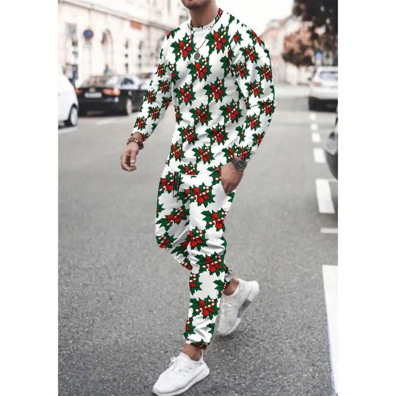 Christmas 2PCS Set Spring Autumn Men Women Fashion 3D Printing Man Fashion Casual Sportswear Sweatshirt Jogging Pants 2Pcs Sets