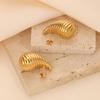 Новый стиль, мода, персонализированные титановые стальные позолоченные капли воды текстуры серьги-гвоздики простые нишевые серьги ювелирные изделия для женщин