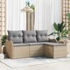 4-Piece Garden Sofa Set with Beige Cushions PE Rattan 3345650