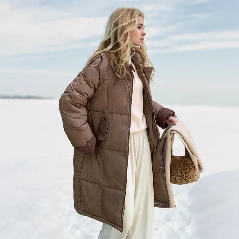 Новая зимняя женская куртка из хлопка с лацканами, повседневная длинная парка, пальто, демисезонная куртка, женское зимнее пальто
