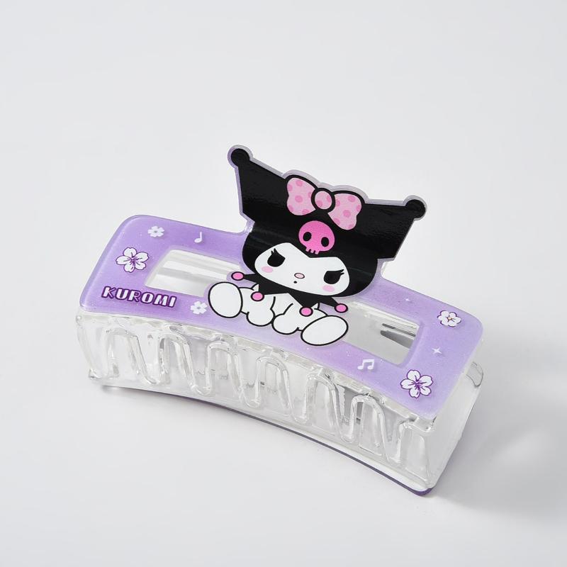 Акриловая заколка для волос с мультяшным дизайном Sanrio для девочек, милый аксессуар для волос, серия Cinnamoroll и Kuromi, прочная и нежная для ежедневного использования