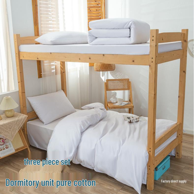 Хлопковый Белый Больничный Толстый Набор Простыней: Простыня, пододеяльник и наволочка для общежитий и государственного использования