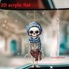 Acrylic Themed Halloween Checkered Scarf Design Skull Pendant For Interior Car