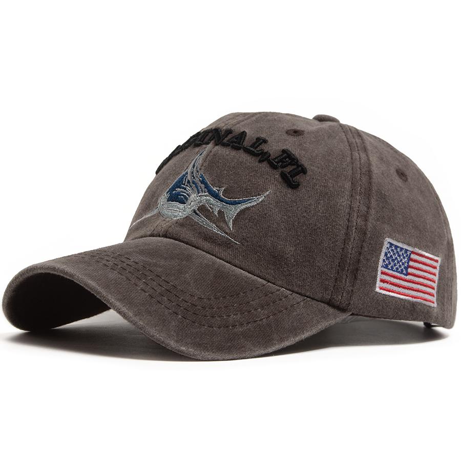 National flag Shark Design Baseball Cap Men Wash Vintage Snapback Travel Visor Sun Hat Women Summer For Outdoor Casual Soft Top