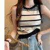 Fashionable Striped Knitted Vest for Women Summer Sleeveless Top Slim Fit Tank Top