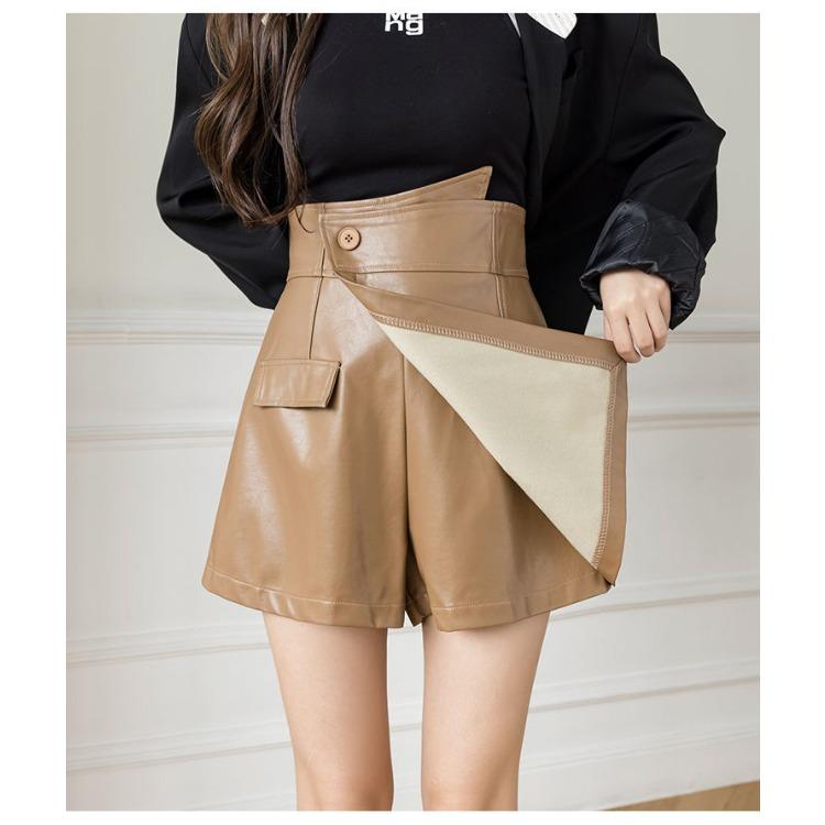 Модная короткая юбка трапециевидной формы из искусственной кожи с высокой талией для женщин нерегулярной формы