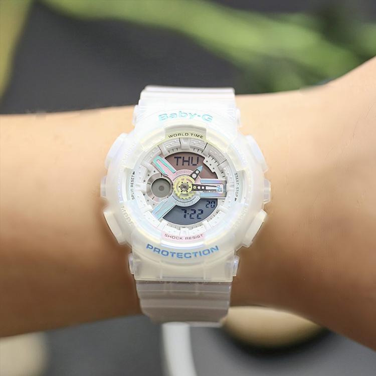 Casio Baby-G Серия «Красочное Звездное Небо Аврора Единорог Мороженое Макарон» Кварцевый Механизм Ремешок из Смолы Часы Женские BA-110PL-7A2