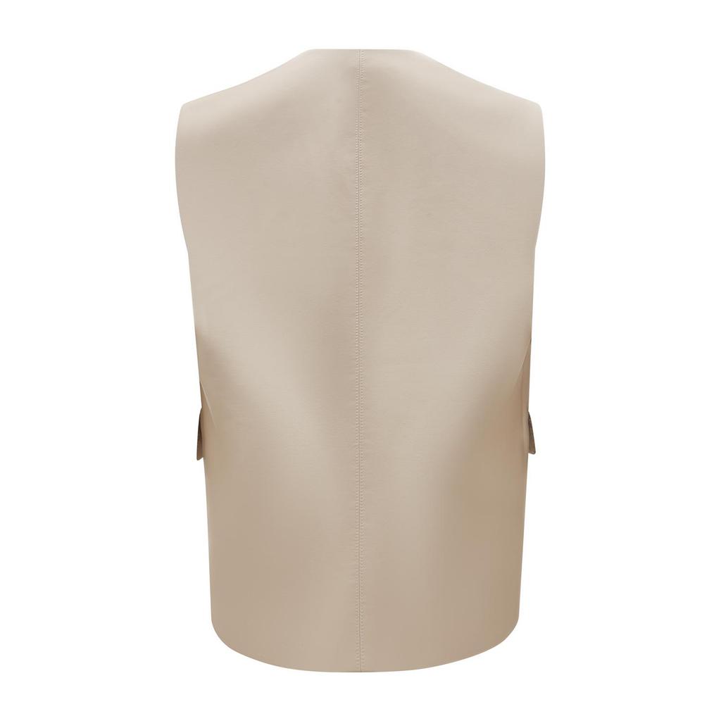 Кардиган-жилет для женщин, короткая куртка без рукавов из искусственной кожи с карманами, пальто большого размера со свободной талией черного, верблюжье-бежевого цвета