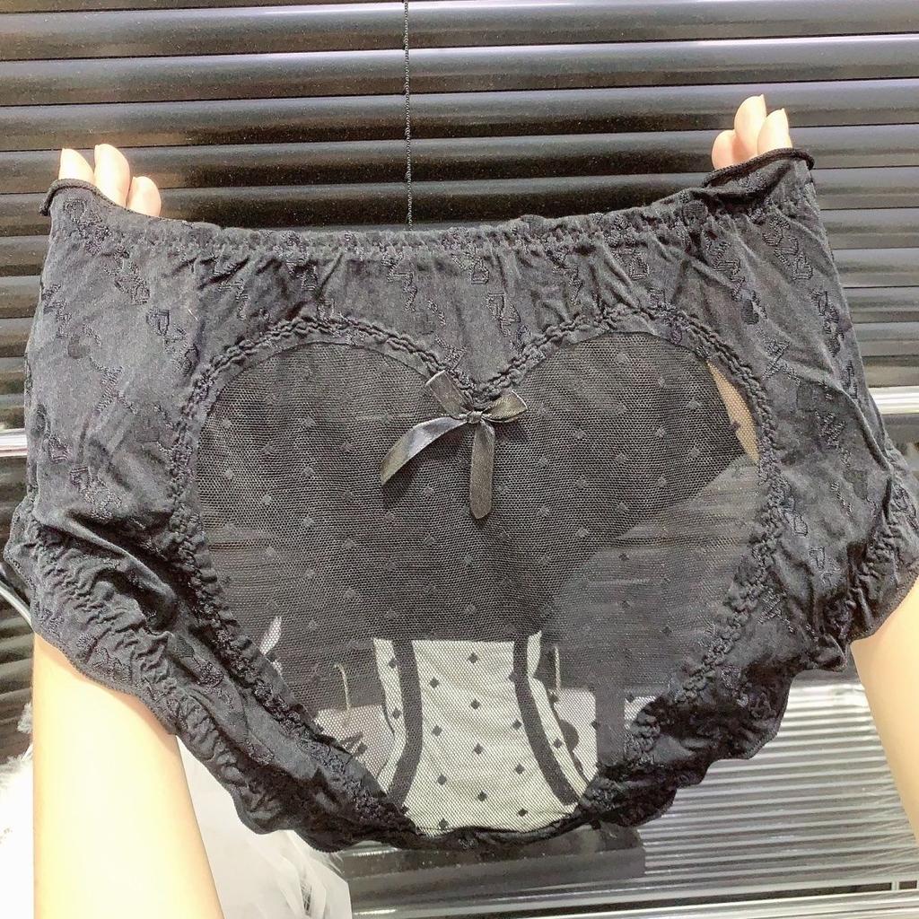Light Luxury Hollowed Out Peach Heart Oversized Underwear Modal Soft and Transparent Lightweight Triangle Pants