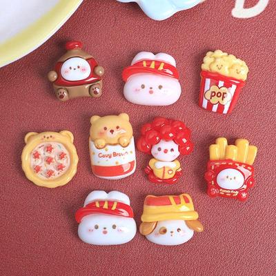 Глянцевые мультяшные аксессуары из смолы: Заколка для волос, повязка на голову, чехол для телефона, подвески для обуви, магниты на холодильник