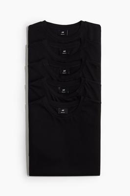 Комплект из 5 футболок HM Regular Fit, черный