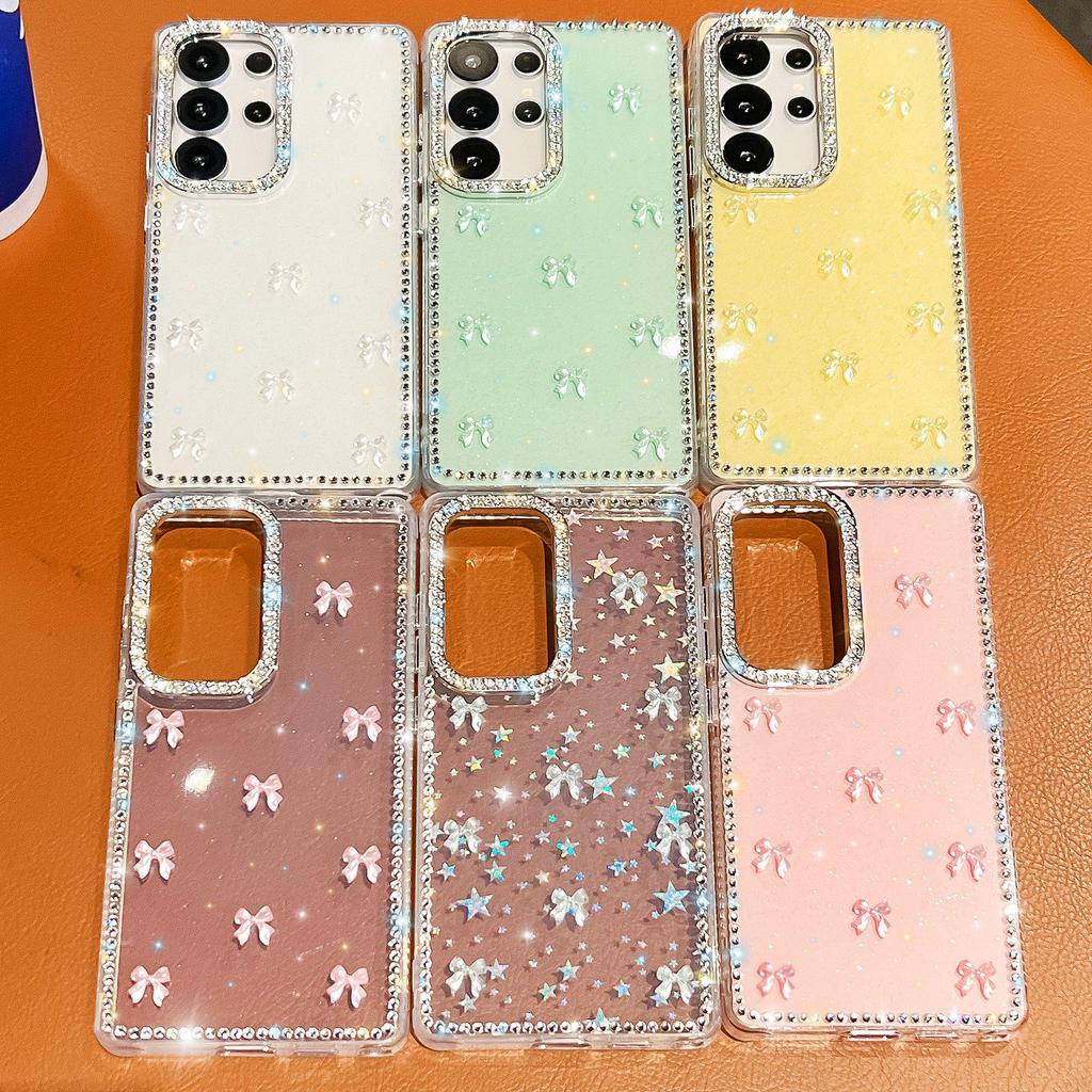 Чехол для телефона Samsung Galaxy A57 с блестками, стразами и бантом