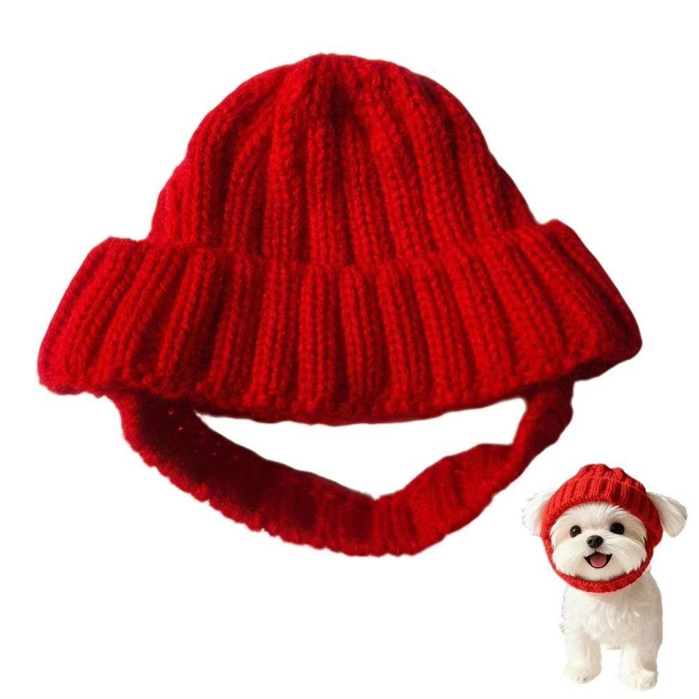 Windproof Pet Knitted Hat Playful Dog Design Winter Dog Cap Warm Dog Beanie Christmas Festival