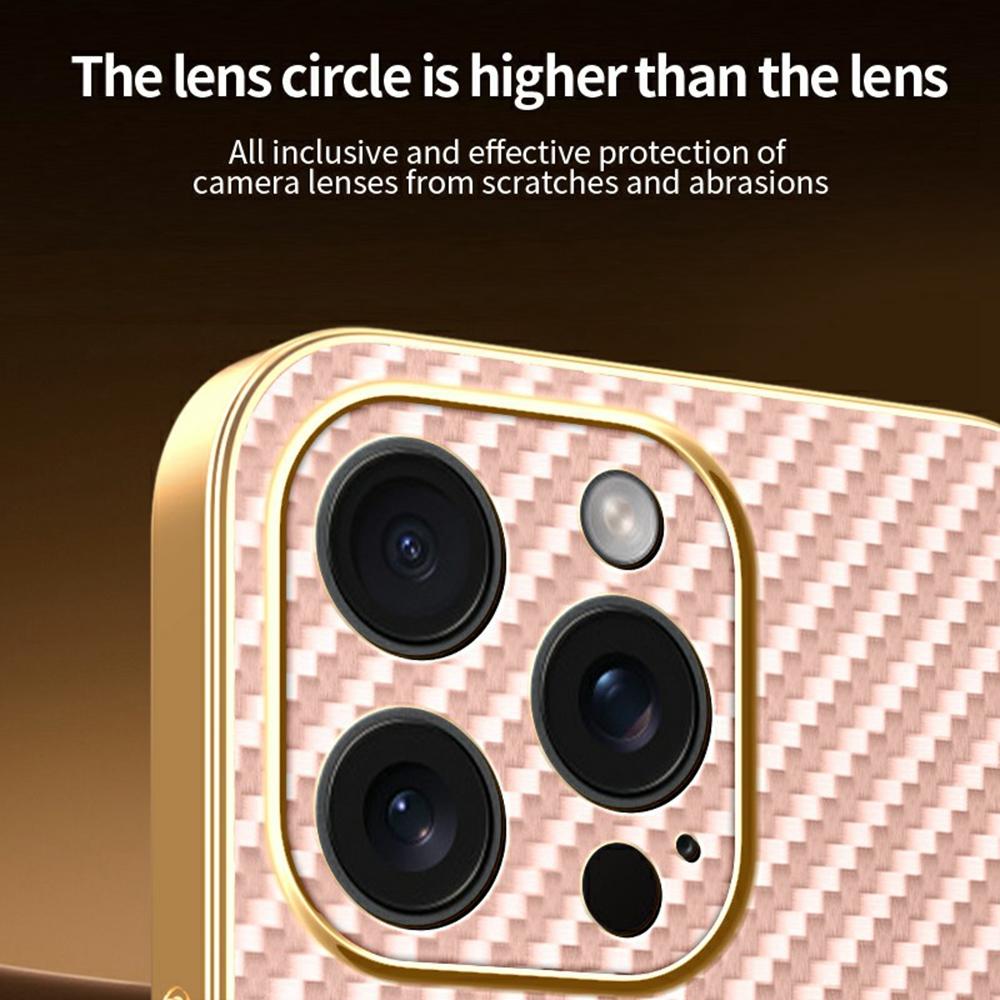 For iPhone 15 Pro Max Phone Case Carbon Fiber Textured Electroplated TPU Back Cover