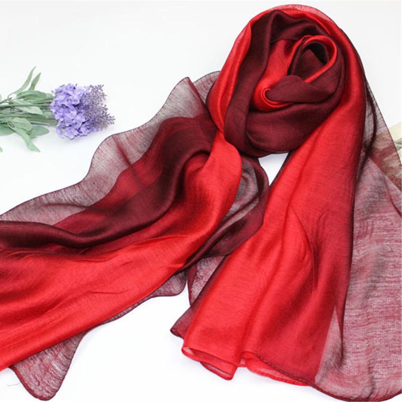 Lamaxapa 2018 New Fashion Summer/Autumn Solid Gradient Women/Lady Real 100% Silk Scarf Thin Shawls And Wrap Long Female Echarpe