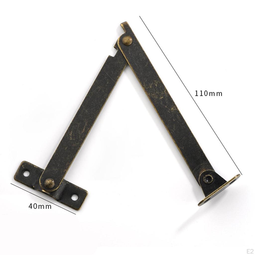 1 Pair Lid Support Hinges for Wooden Box Metal Heavy Duty Furniture Hardware Folding Stay Hinge