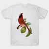 T Shirt Women Beautiful Vintage Red Cardinal Bird Illustration Harajuku Print Kawaii Tshirt Summer Short Sleeve Female T-Shirt Top Tee