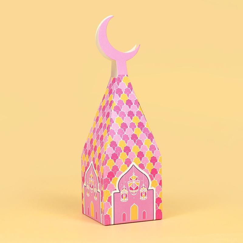 6Pcs Eid Mubarak Candy Box Moon Lantern Gift Cookie Packaging Boxes Bags Ramadan Kareem Decor Muslim Islamic Party Supplies 2024