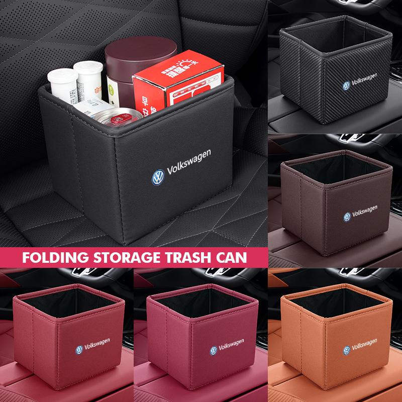 For Volkswagen VW Collapsible Car Trash Can Storage Box Portable Interior Organizer Passat Golf 4 5 6 Tiguan Polo Scirocco Jetta