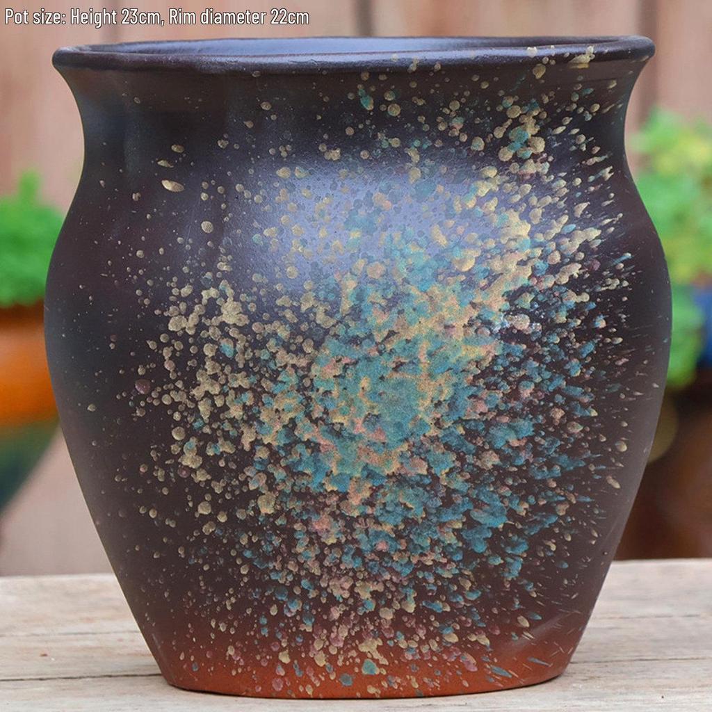 Vintage Ceramic Pot for Indoor/Outdoor Use – Large, Breathable Coarse Pottery for Green Plants, Tall Wide Mouth Design for Bougainvillea & Succulents