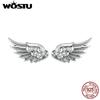 925 Sterling Silver Hip Hop Vintage Couples Creative Angel Wings Stud Earrings Women Punk CZ Studs Birthday Jewelry Gift
