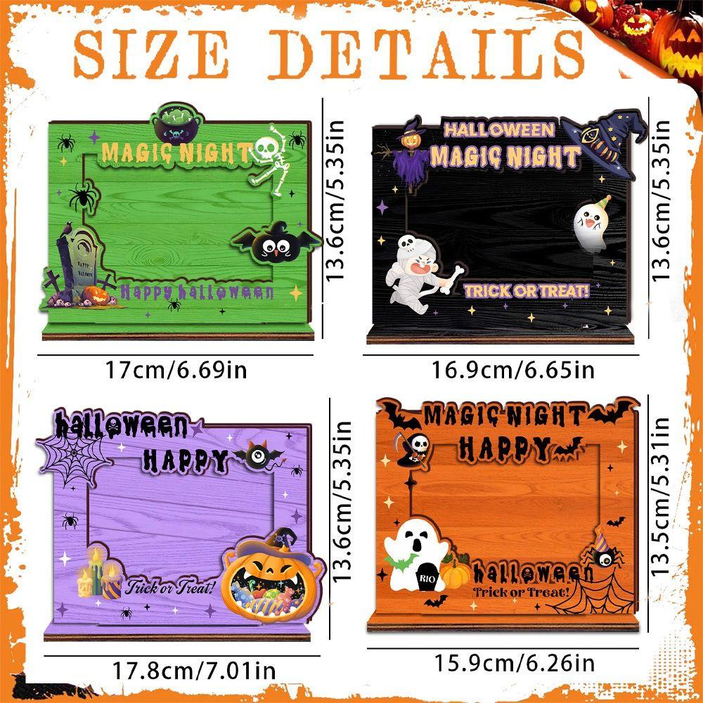 Creative Wood Photo Frame Happy Halloween Design Tabletop Photo Display Rack Living Room
