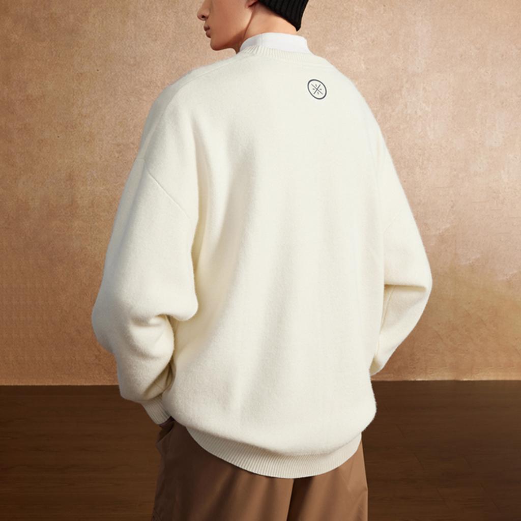 Свитер-пуловер с круглым вырезом и принтом Li Ning, унисекс-свитер Off-White AMBT235-3