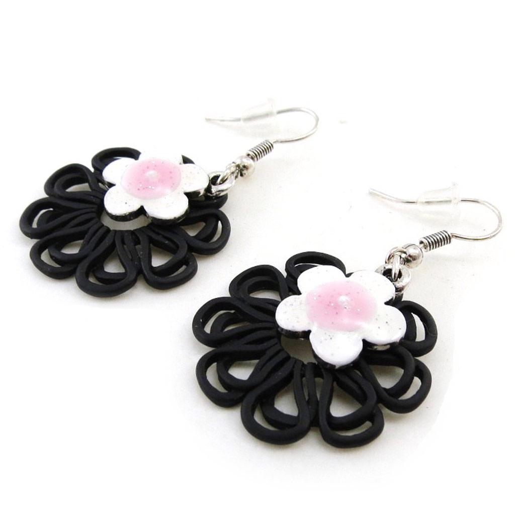 NOA [I9936] - Дизайнерские серьги 'Vahiné' черно-розовые