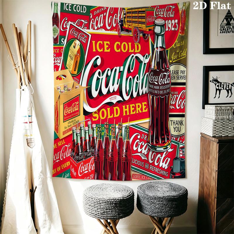 Винтажная Реклама Cocacola Гобелен Настенный Фон Ткань Мягкая Настенная Ткань для Фона Настенное Покрытие Декор