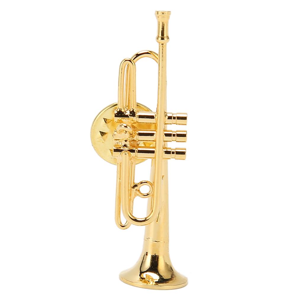 Gold Miniature Trumpet Shaped Lapel Brooch Pin Brass Exquisite Mini Musical Instrument Brooch with