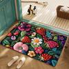 Коврик для пола Быстросохнущий Яркий цвет Цветочный дизайн Нескользящая основа Коврик Ванная комната Гостиная Дверной коврик