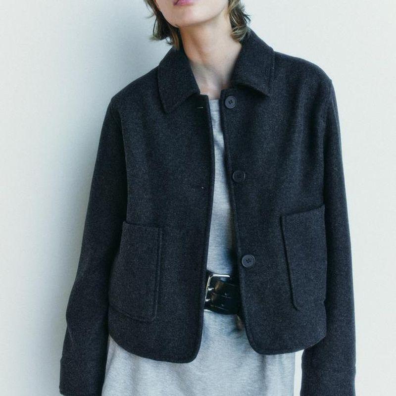 Fall and Winter New Women's Clothing Fashion Air Outlet Pocket Decoration Soft Lapel Long Sleeves Single Breasted Outwear 5070469