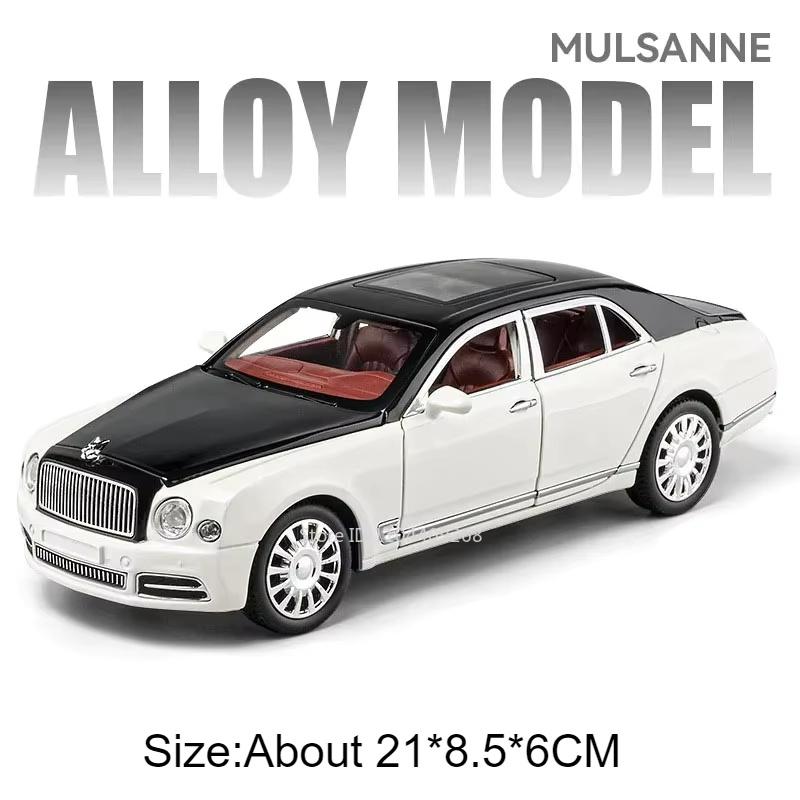 1:Масштаб 24 Модель автомобиля Mulsanne Bentayga Игрушка Металлический литой Подтягиваемый Двери открываются Миниатюрные модели транспортных средств Мальчики Звук Свет Подарки