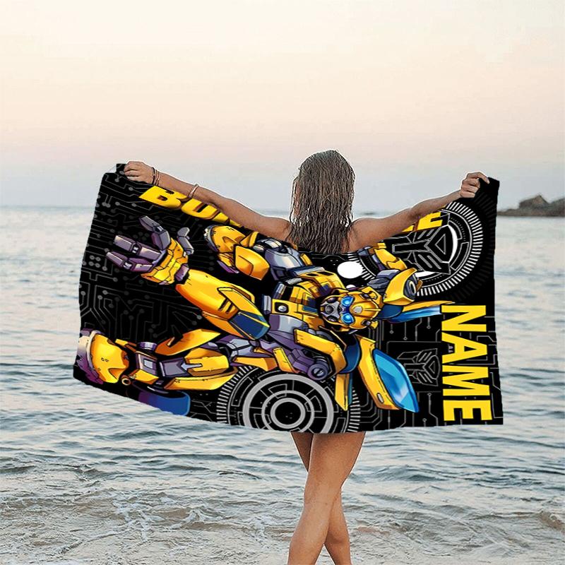 1pc Bumblebee5 Beach Towel with Custom Name, Beach/Swimming/Bath/Picnic/Camping Towel, Suitable for Seaside Beaches